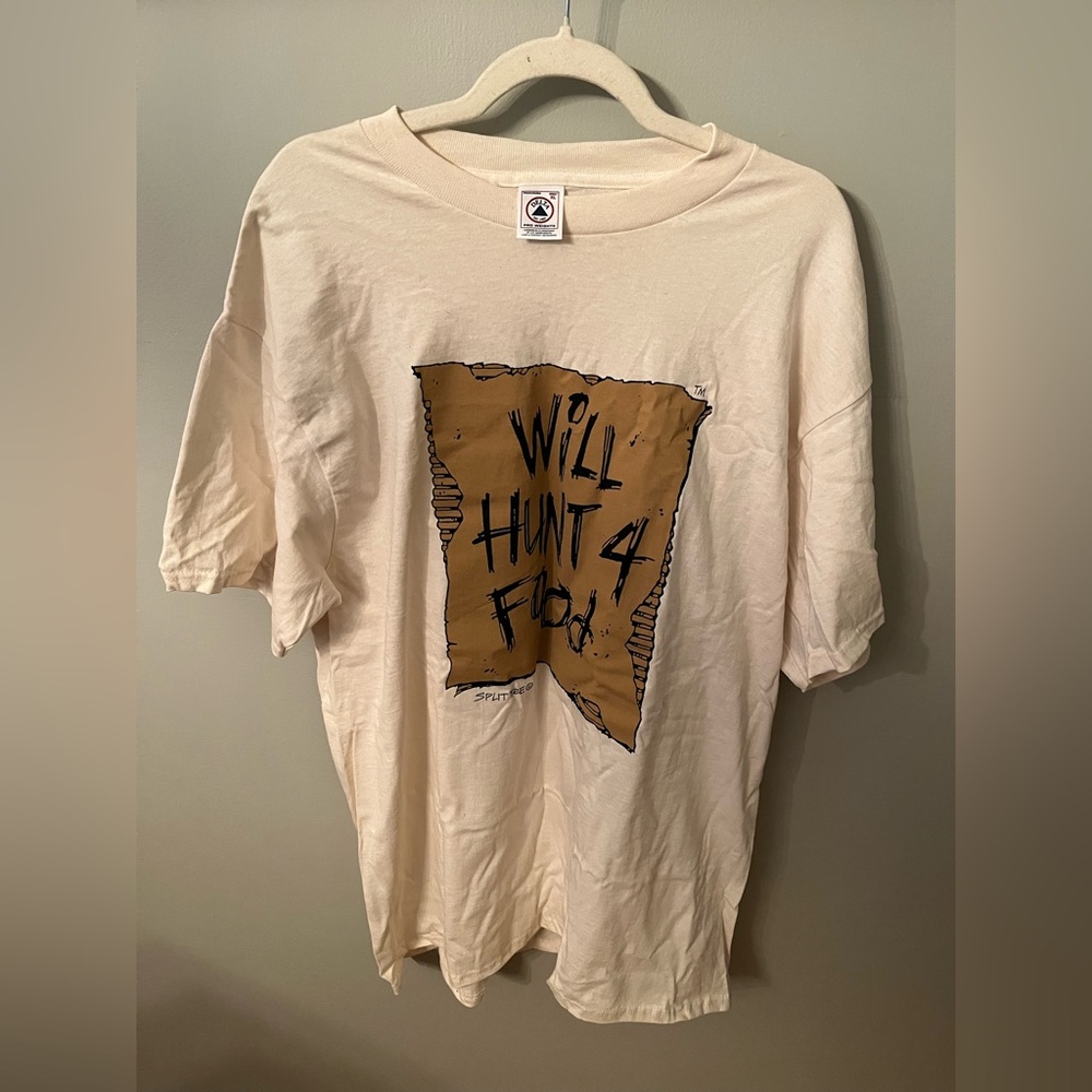 NWT men’s T-shirt “will hunt for food” XL